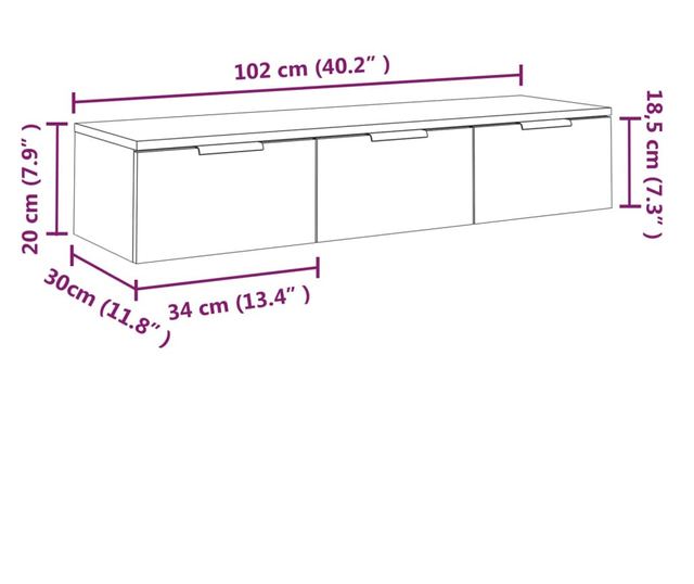 Stenska omarica visok sijaj bela 102x30x20 cm konstruiran les