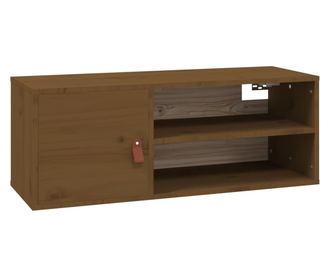 mézbarna tömör fenyőfa faliszekrény 80 x 30 x 30 cm