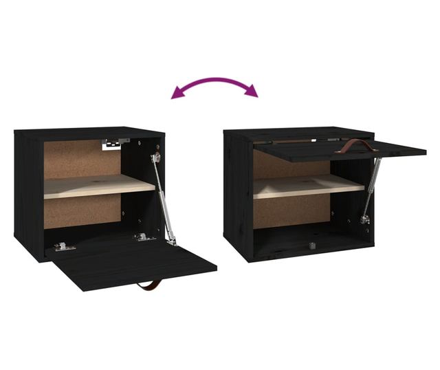 Omarica, črna, 40x30x35 cm, masivni borov les