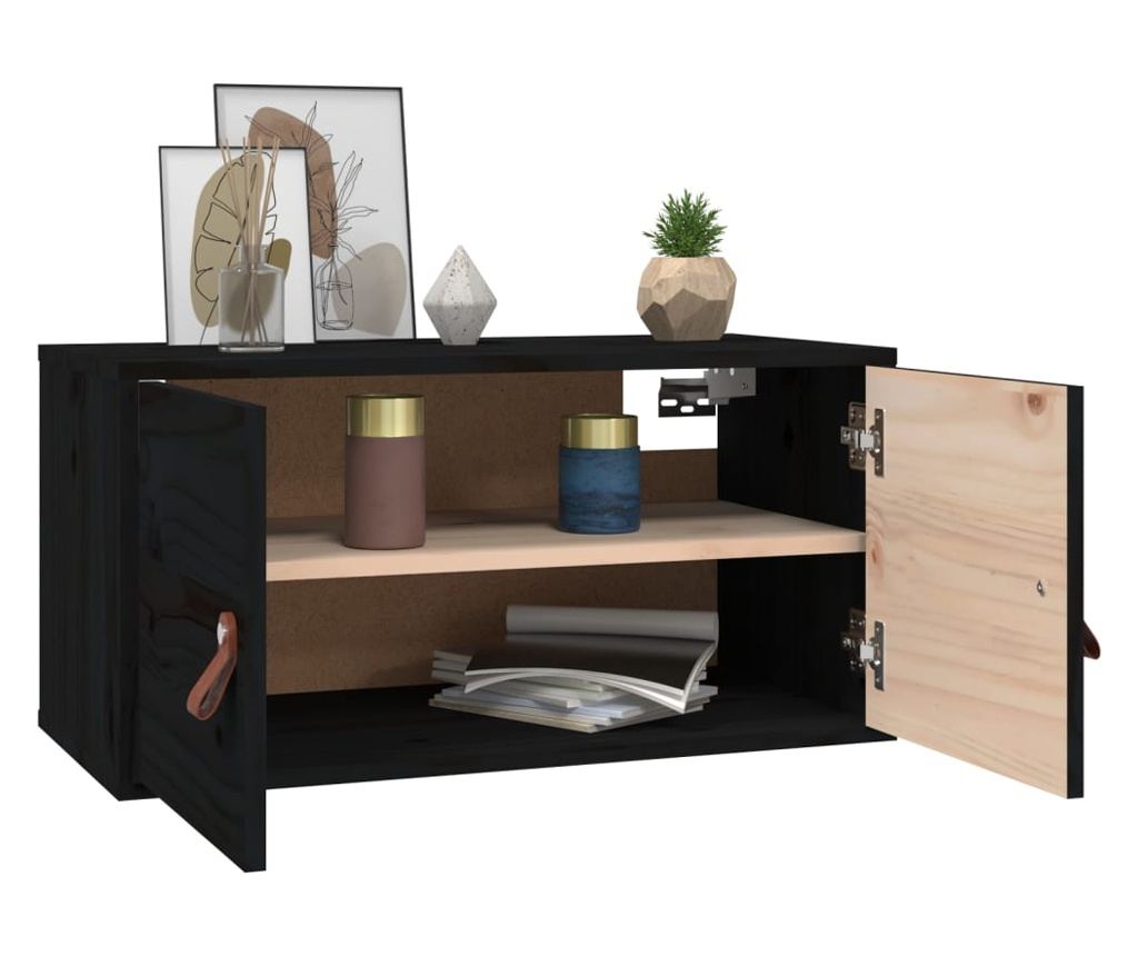 Omara, črna, 60x30x30 cm, masivno borovo les - 7