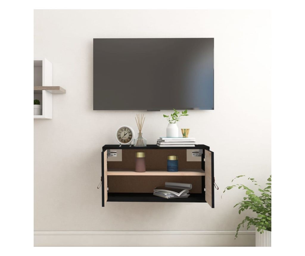 Omara, črna, 60x30x30 cm, masivno borovo les - 8