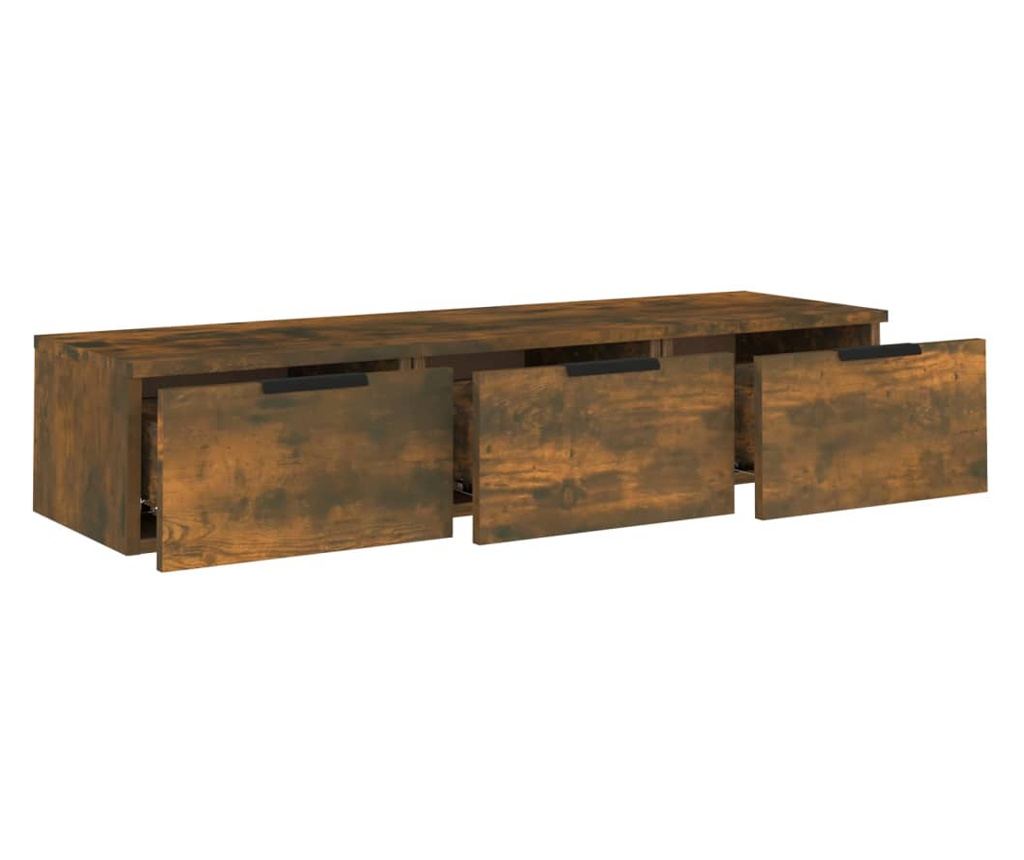füstös tölgyszínű szerelt fa faliszekrény 102 x 30 x 20 cm - 11