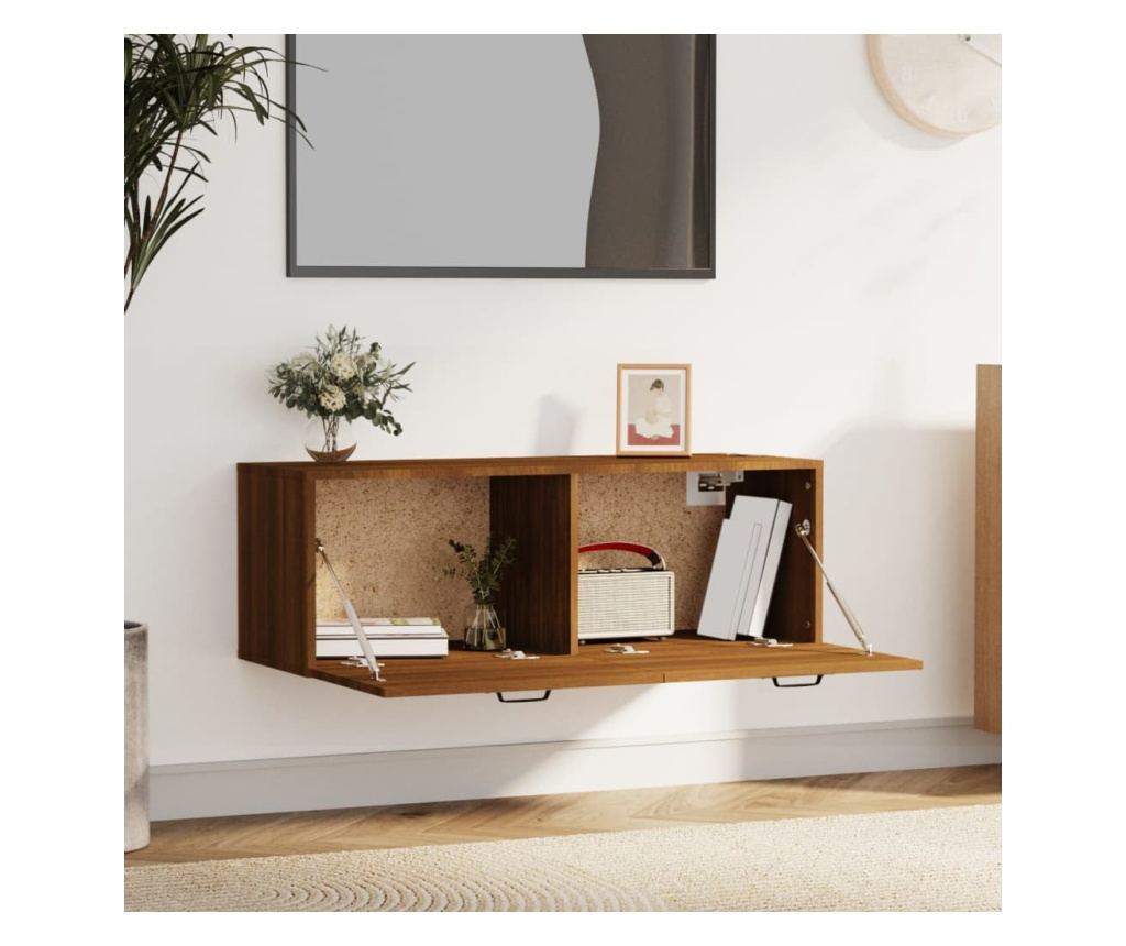 Επιτοίχιο Ντουλάπι, Brown Oak, 100x36.5x35 εκ., Επεξεργασμένη Ξυλεία - 3