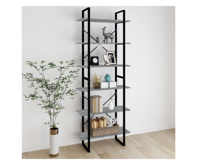 Dulap înalt, gri sonoma, 80x30x210 cm, lemn compozit