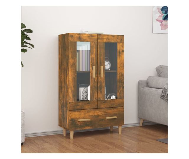 füstös tölgy színű szerelt fa magasszekrény 70 x 31 x 115 cm