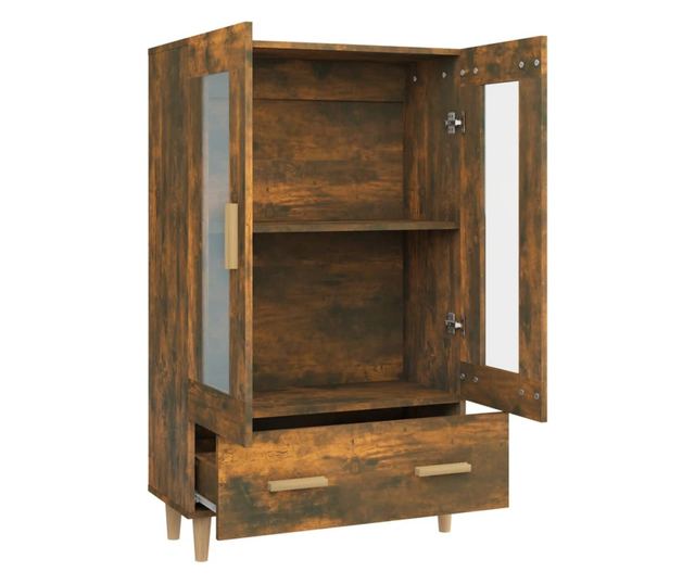 füstös tölgy színű szerelt fa magasszekrény 70 x 31 x 115 cm