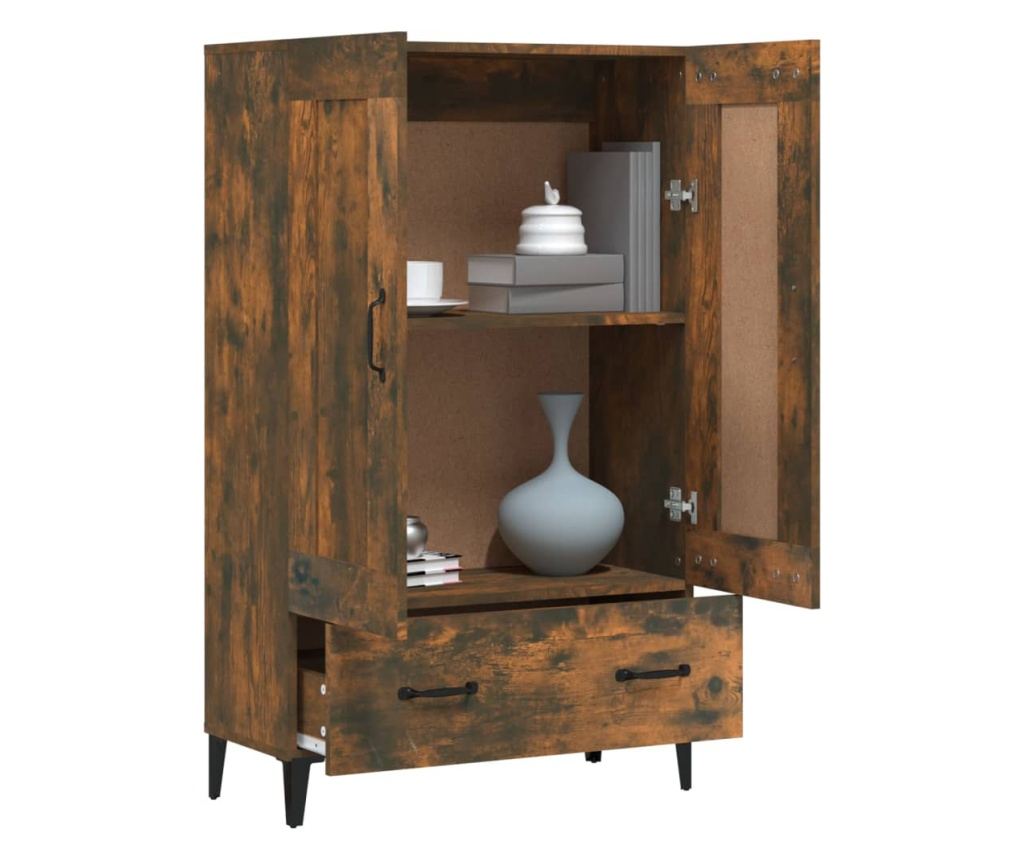 füstös tölgy színű szerelt fa magasszekrény 70 x 31 x 115 cm - 7