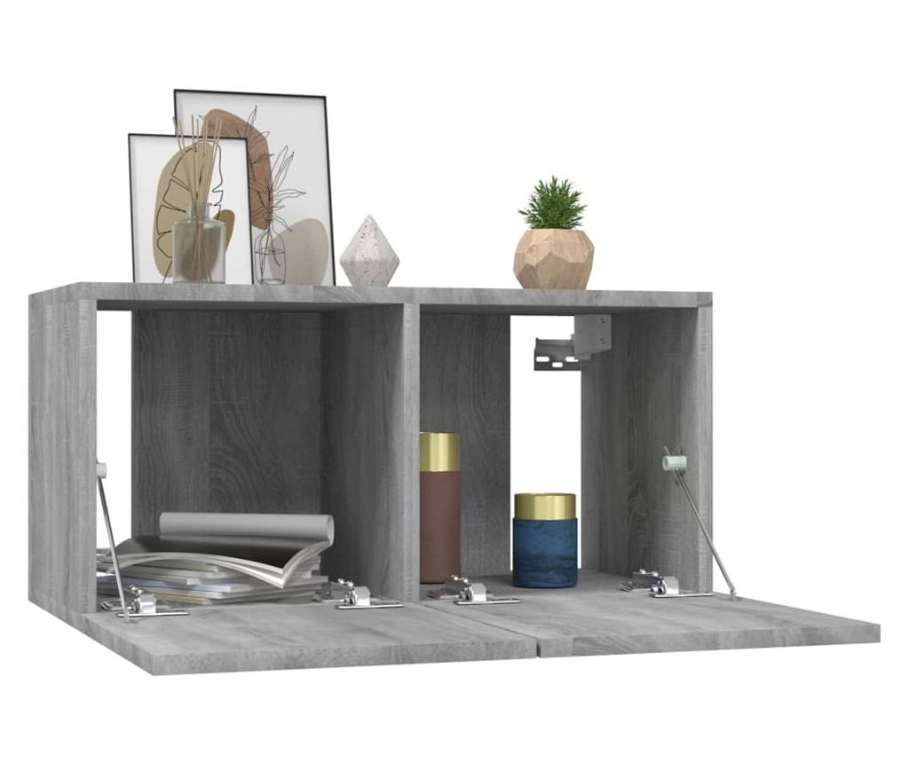 3 db Sonoma szürke falra szerelhető TV szekrény 60x30x30 cm forgácslap - 3