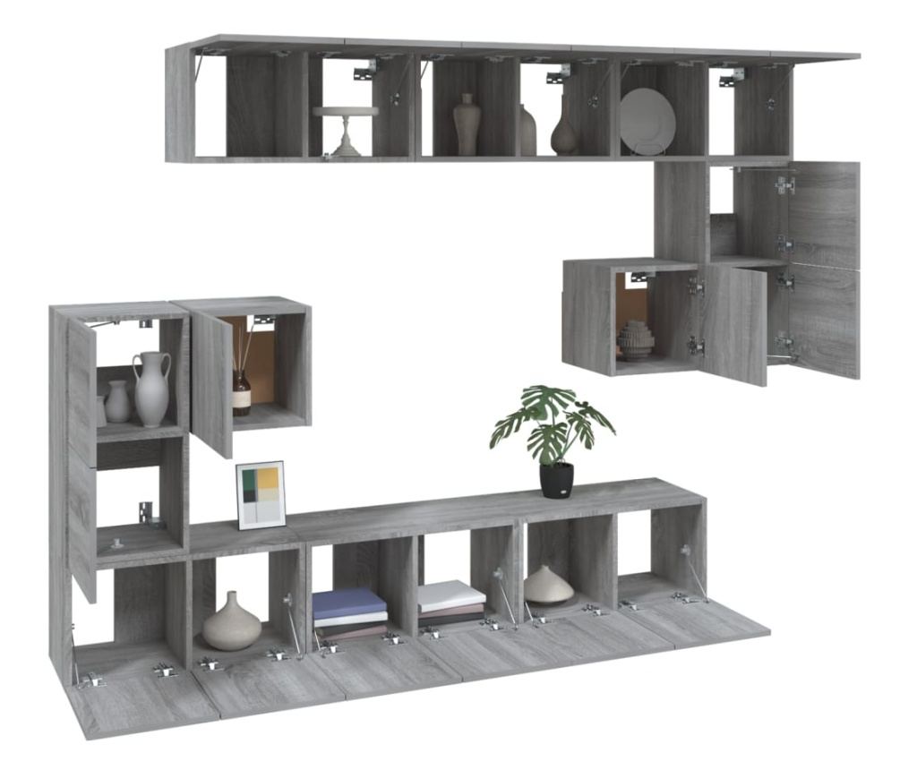 Set omar za TV, 10 kosov, siva sonoma, kompozitno leseno - 4