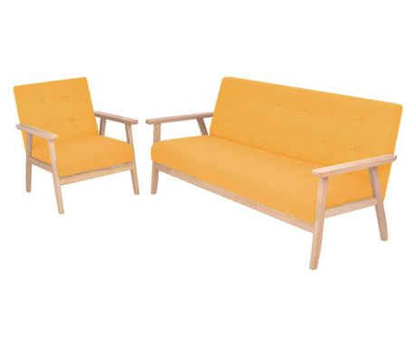 Комплект диван и кресло, 2 части, плат, жълт