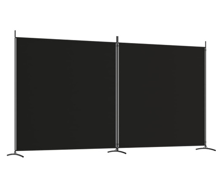 Paravan 2-delni črn 348x180 cm blago
