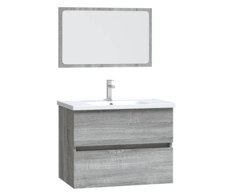 2dílný set koupelnového nábytku šedý sonoma kompozitní dřevo