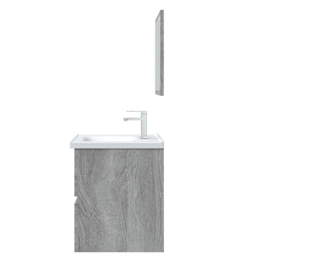 Мебелен комплект за баня, 2 части, Сонома сиво, Инженерна дървесина - 7