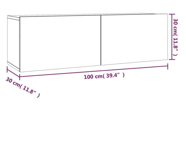 Set dulapuri TV, 2 piese, gri sonoma, lemn prelucrat