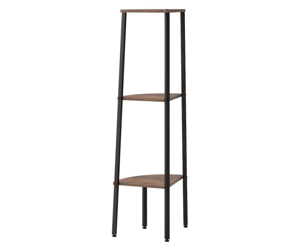 3-степенен ъглов рафт светло кафяв/черен 45.5x31.5x120 см - 5