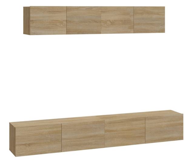 Set dulap TV, 4 piese, stejar sonoma, lemn prelucrat