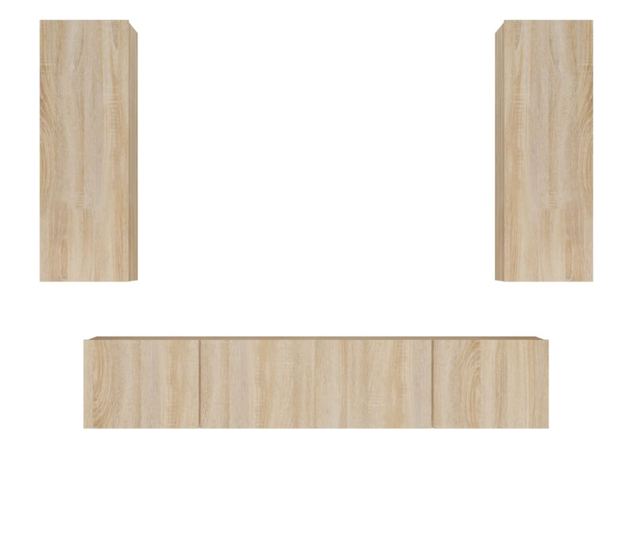 Set dulap TV, 4 piese, stejar sonoma, lemn prelucrat