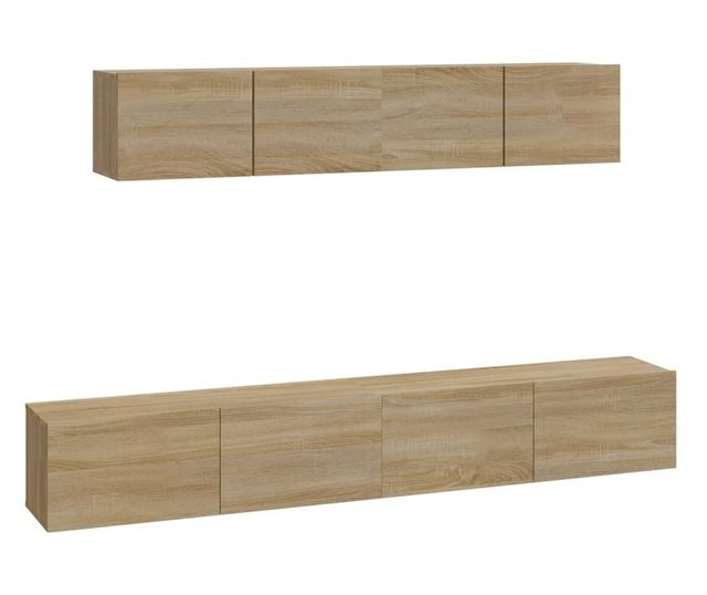 Set dulap TV, 4 piese, stejar sonoma, lemn prelucrat