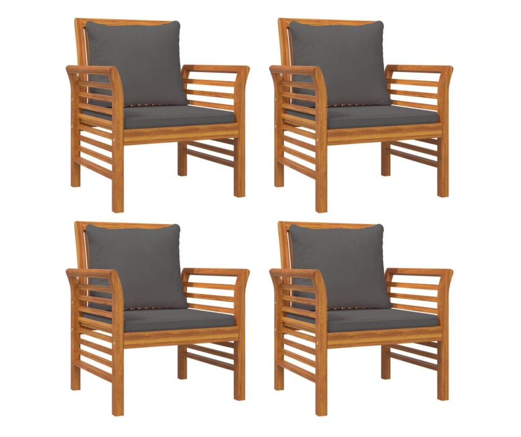 Градински комплект с възглавници, 5 части, масивно акациево дърво - 6