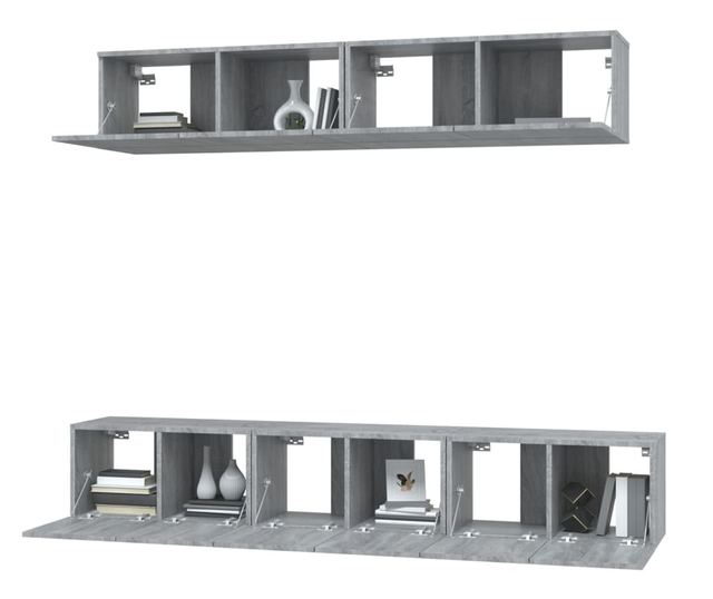 Set dulapuri TV, 5 piese, gri sonoma, lemn prelucrat