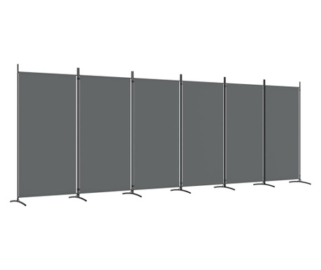 Параван за стая, 6 панела, антрацит, 520x180 cм, текстил