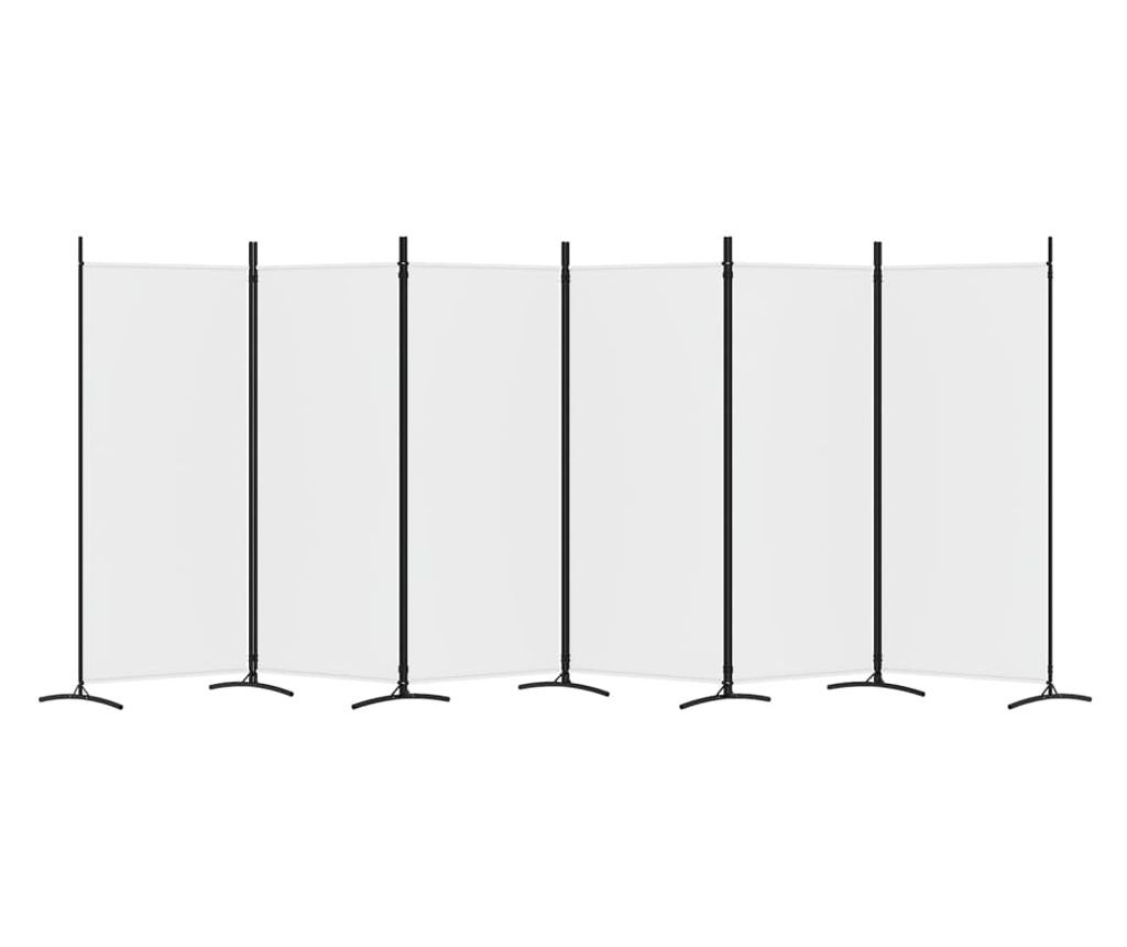 Paraván do pokoje se 6 panely, bílý, 520x180 cm, textil - 4