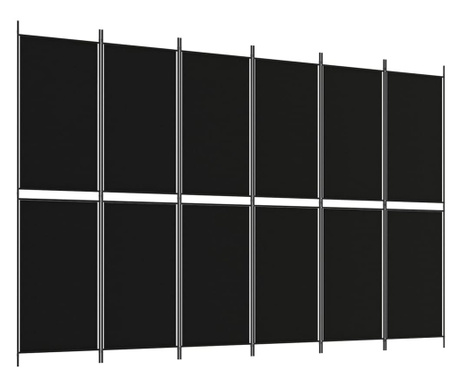 Paravan 6-delni črn 300x200 cm blago
