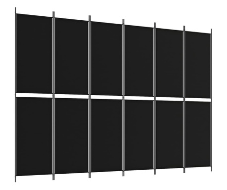 Paravan 6-delni črn 300x220 cm blago