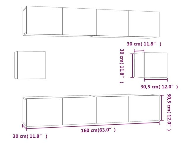 Set dulap TV, 6 piese, stejar sonoma, lemn prelucrat