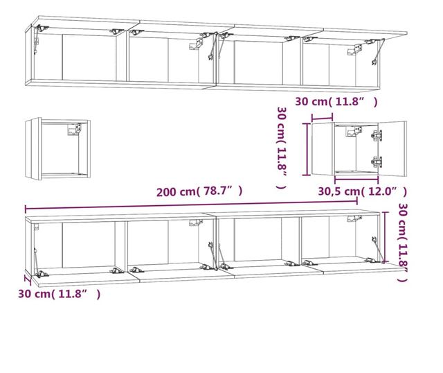 Set dulap TV, 6 piese, stejar sonoma, lemn prelucrat