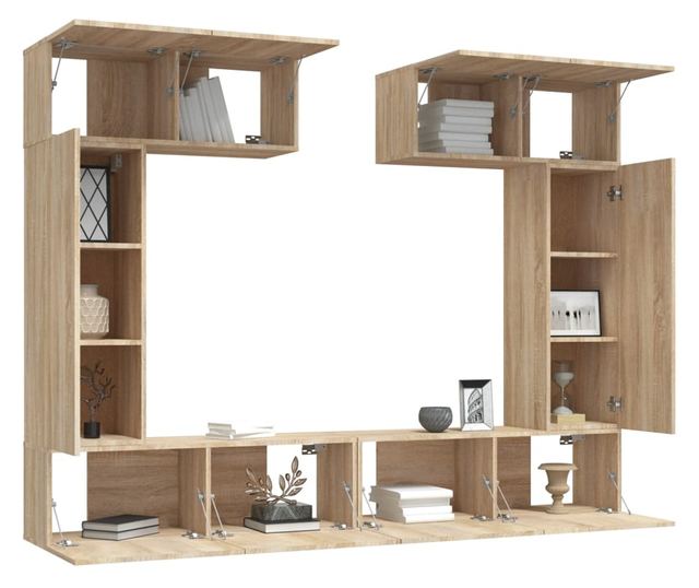 Set dulap TV, 6 piese, stejar sonoma, lemn prelucrat
