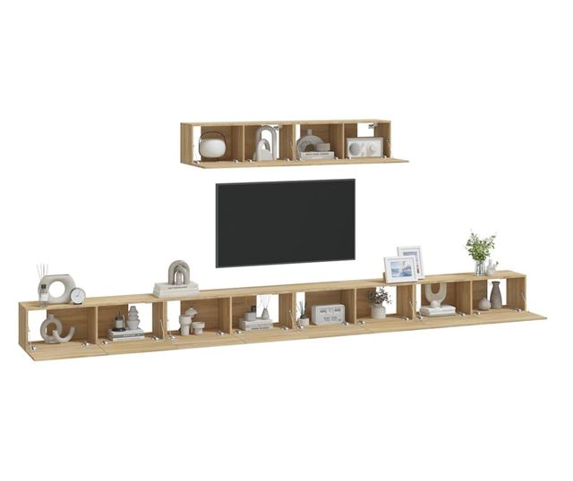 Set dulap TV, 6 piese, stejar sonoma, lemn prelucrat