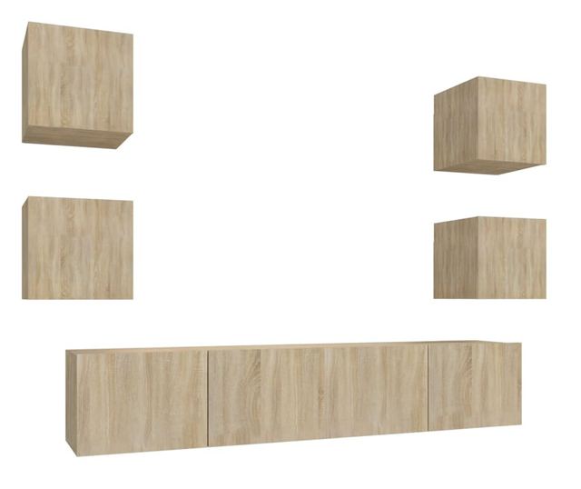 Set dulap TV, 6 piese, stejar sonoma, lemn prelucrat