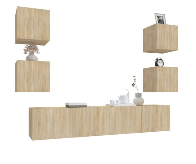 Set dulap TV, 6 piese, stejar sonoma, lemn prelucrat