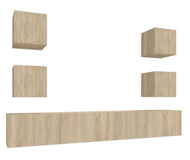 Set dulap TV, 6 piese, stejar sonoma, lemn prelucrat