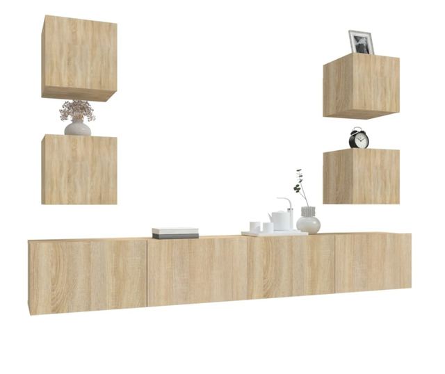 Set dulap TV, 6 piese, stejar sonoma, lemn prelucrat