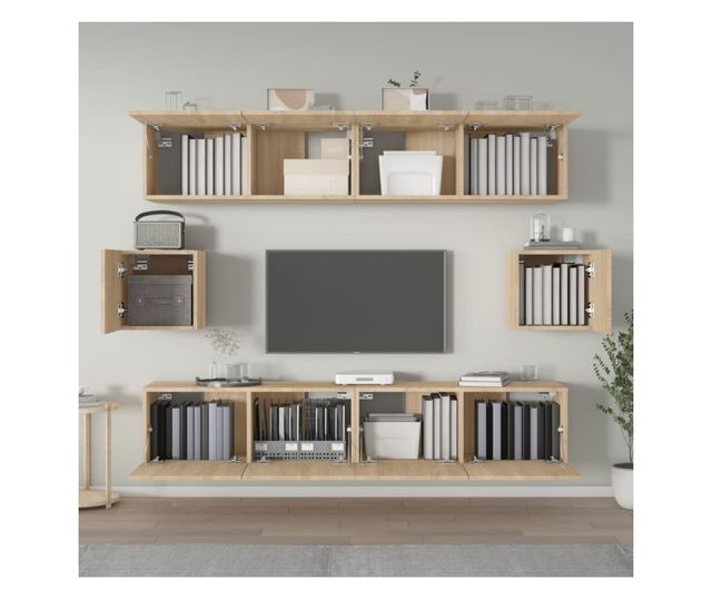 Set dulap TV, 6 piese, stejar sonoma, lemn prelucrat
