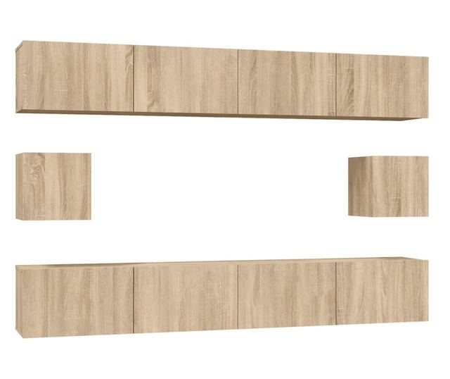 Set dulap TV, 6 piese, stejar sonoma, lemn prelucrat