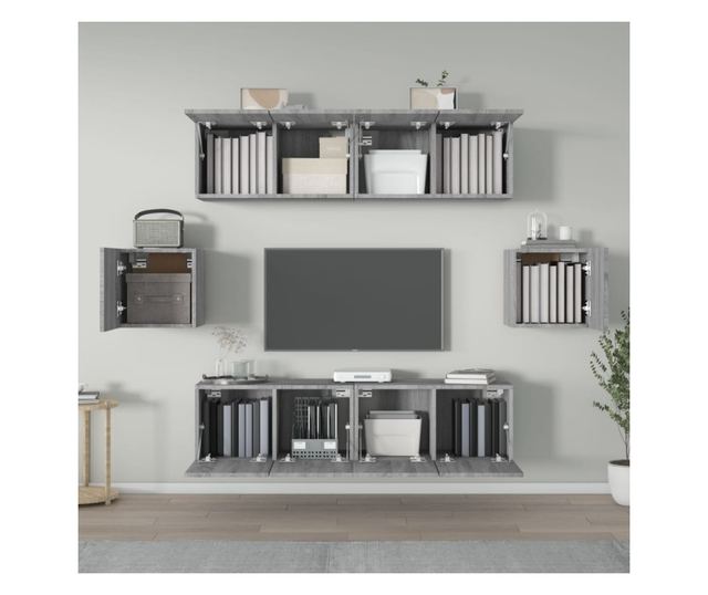 Set TV omar, 6 delov, siva sonoma, obdelano leso