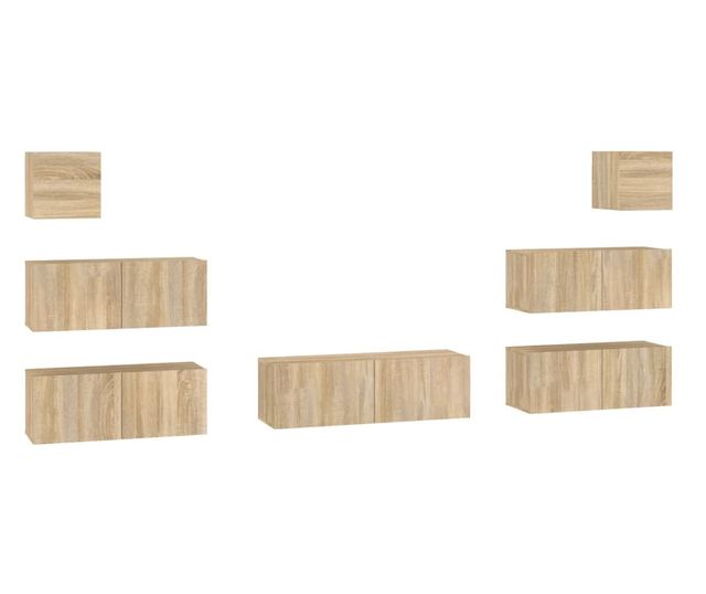 Set dulapuri TV, 7 piese, stejar sonoma, lemn prelucrat