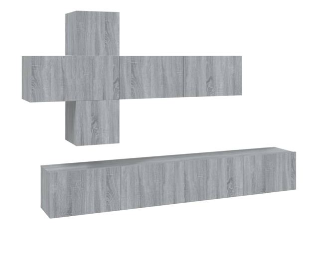 Set dulapuri TV, 7 piese, gri sonoma, lemn prelucrat