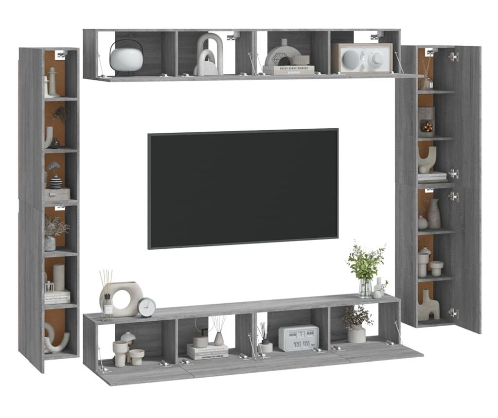 Zestaw szafek RTV, 8 elementów, Drewno Sonoma, Płyta wiórowa - 3