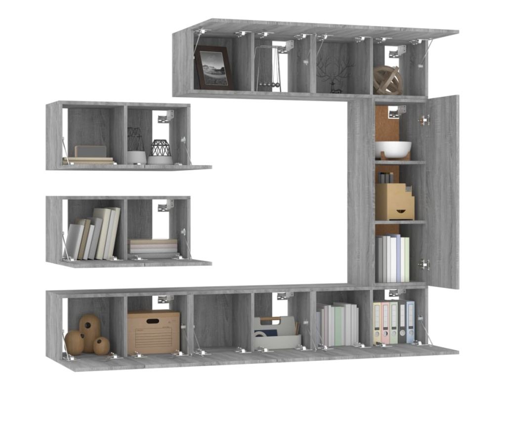 TV Ormarić Set, 8 Komada, Sonoma Siva, Konstruirano Drvo - 4