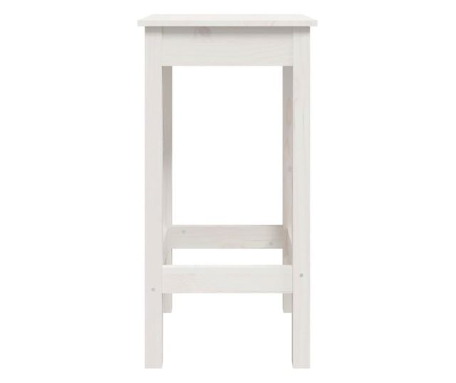 Barski stoli, 2 kosa, bela, 40x40x78 cm, masivni borov les