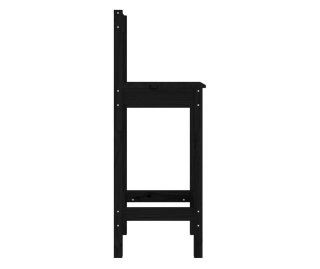 Barski stoli, 2 kosa, črni, 40x41,5x112 cm, masivni bor