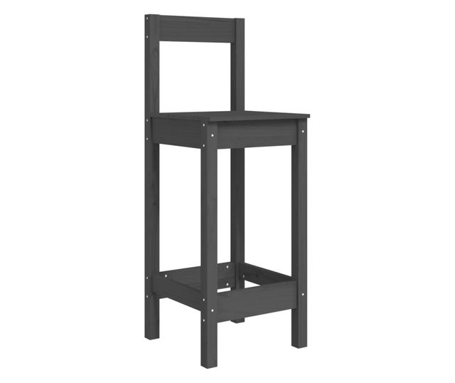 Bar stolčki, 2 kosi, sivi, 40x41,5x112 cm, masivna borova les.