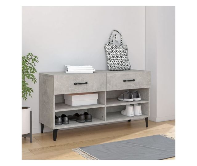 Ormarić za cipele boja betona 102x35x55 cm konstruirano drvo