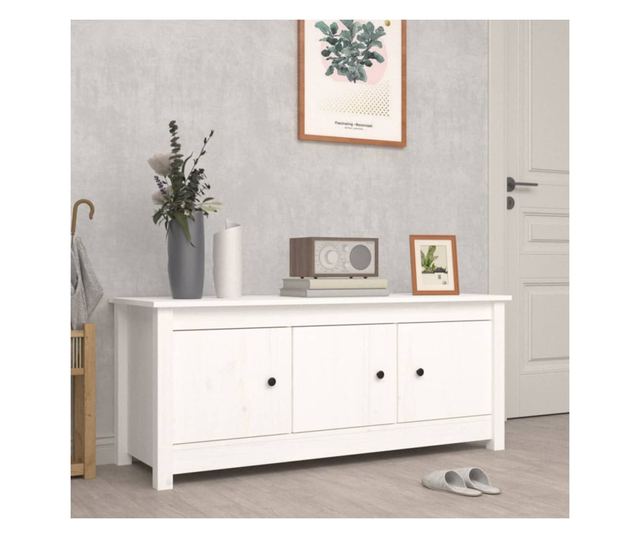 Ormarić za cipele bijeli 110 x 38 x 45,5 cm od masivne borovine