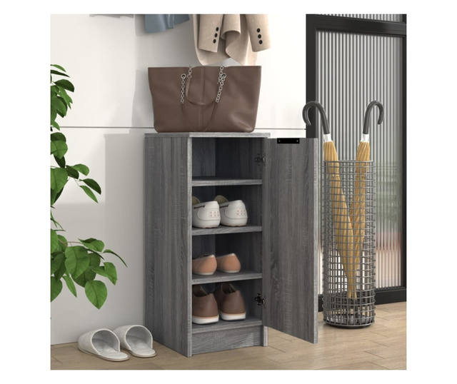 Шкаф за обувки, сив сонома, 30x35x70 см, инженерно дърво