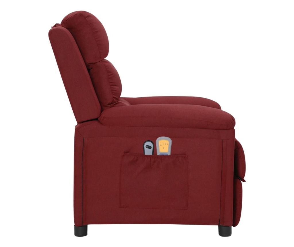 Elektryczny fotel masujący, wino czerwone, materiał tekstylny - 4